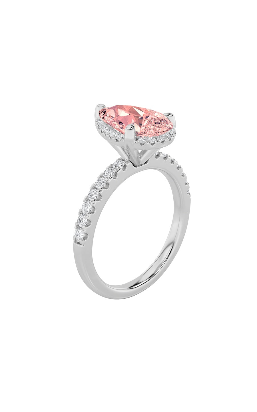 2Cttw Pear Shaped Lab Grown Diamond (F/VS) Halo Accented Engagement Ring in 14K Gold
