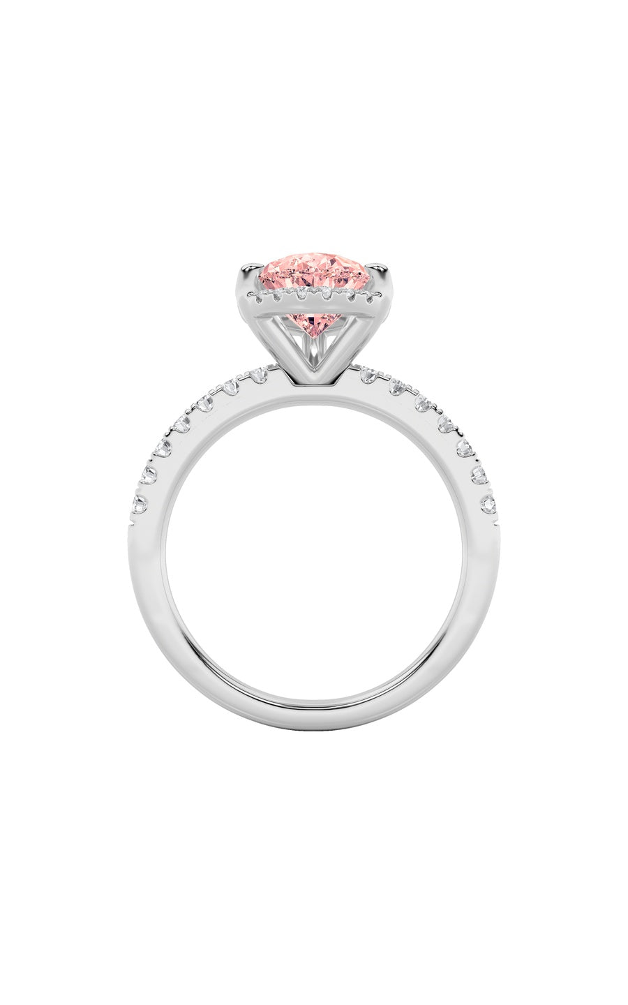 2Cttw Pear Shaped Lab Grown Diamond (F/VS) Halo Accented Engagement Ring in 14K Gold