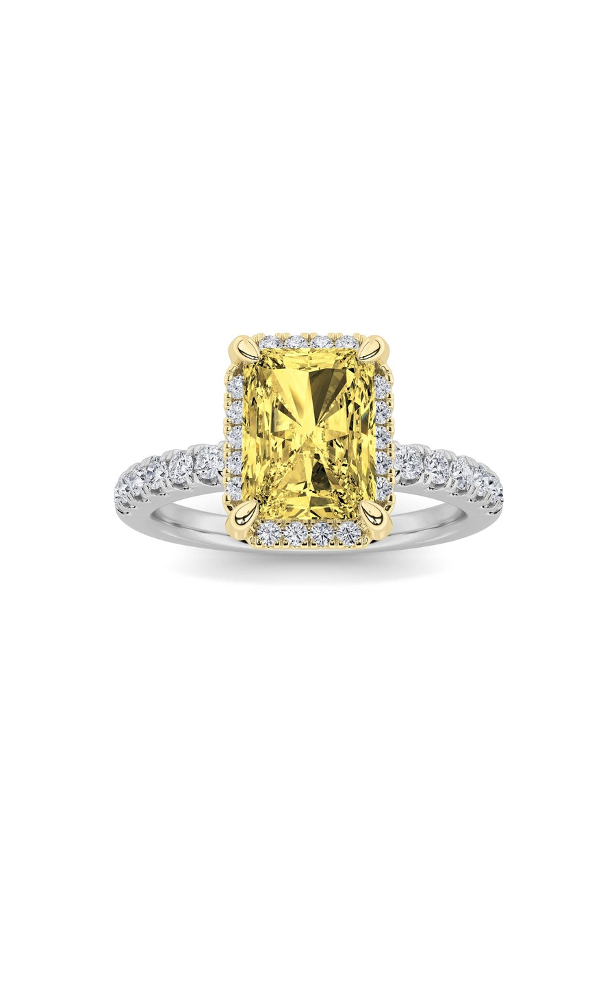2Cttw Radiant Shaped Lab Grown Diamond (F/VS) HaloAccented Engagement Ring in 14K Gold