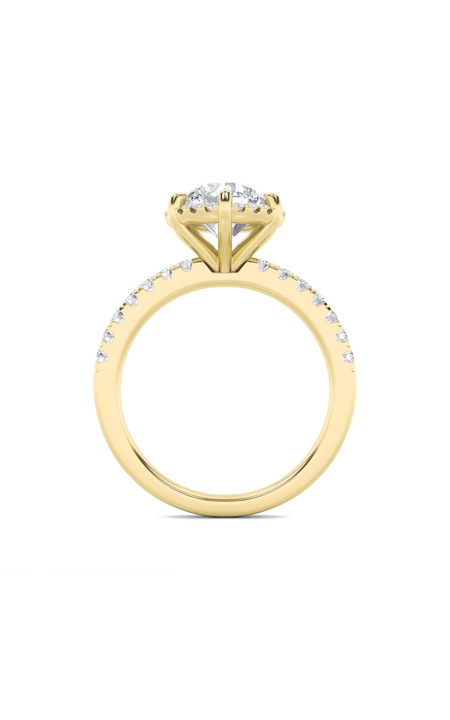 2Cttw Round Shaped Lab Grown Diamond (F/VS) Halo Accented Engagement Ring in 14K Gold