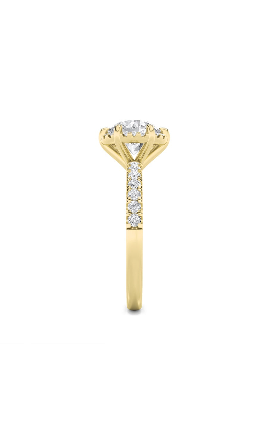 2Cttw Round Shaped Lab Grown Diamond (F/VS) Halo Accented Engagement Ring in 14K Gold