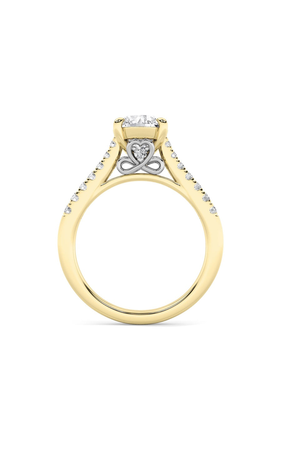 2.5Cttw Round Shaped Lab Grown Diamond (F/VS) Petite Shank Accented Engagement Ring in 14K Gold