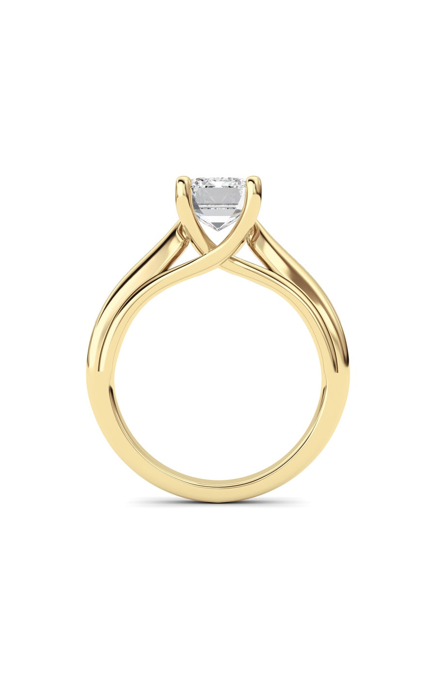 2Cttw Emerald Shaped Lab Grown Diamond (F/VS) Cathedral Shank Engagement Ring in 14K Yellow Gold