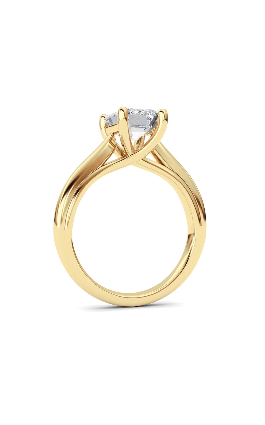 2Cttw Emerald Shaped Lab Grown Diamond (F/VS) Cathedral Shank Engagement Ring in 14K Yellow Gold