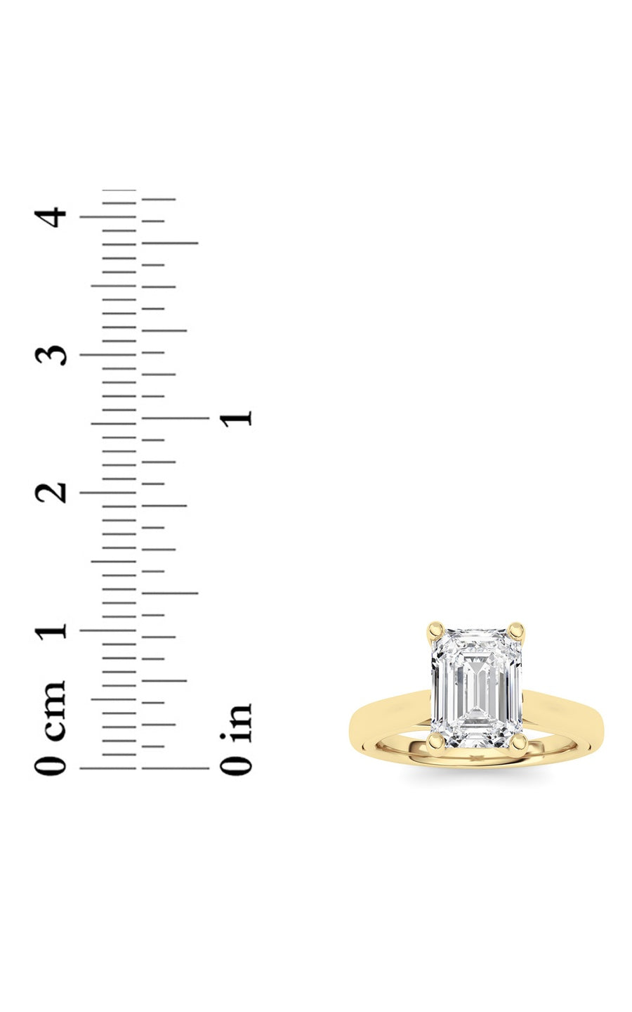 2Cttw Emerald Shaped Lab Grown Diamond (F/VS) Cathedral Shank Engagement Ring in 14K Yellow Gold