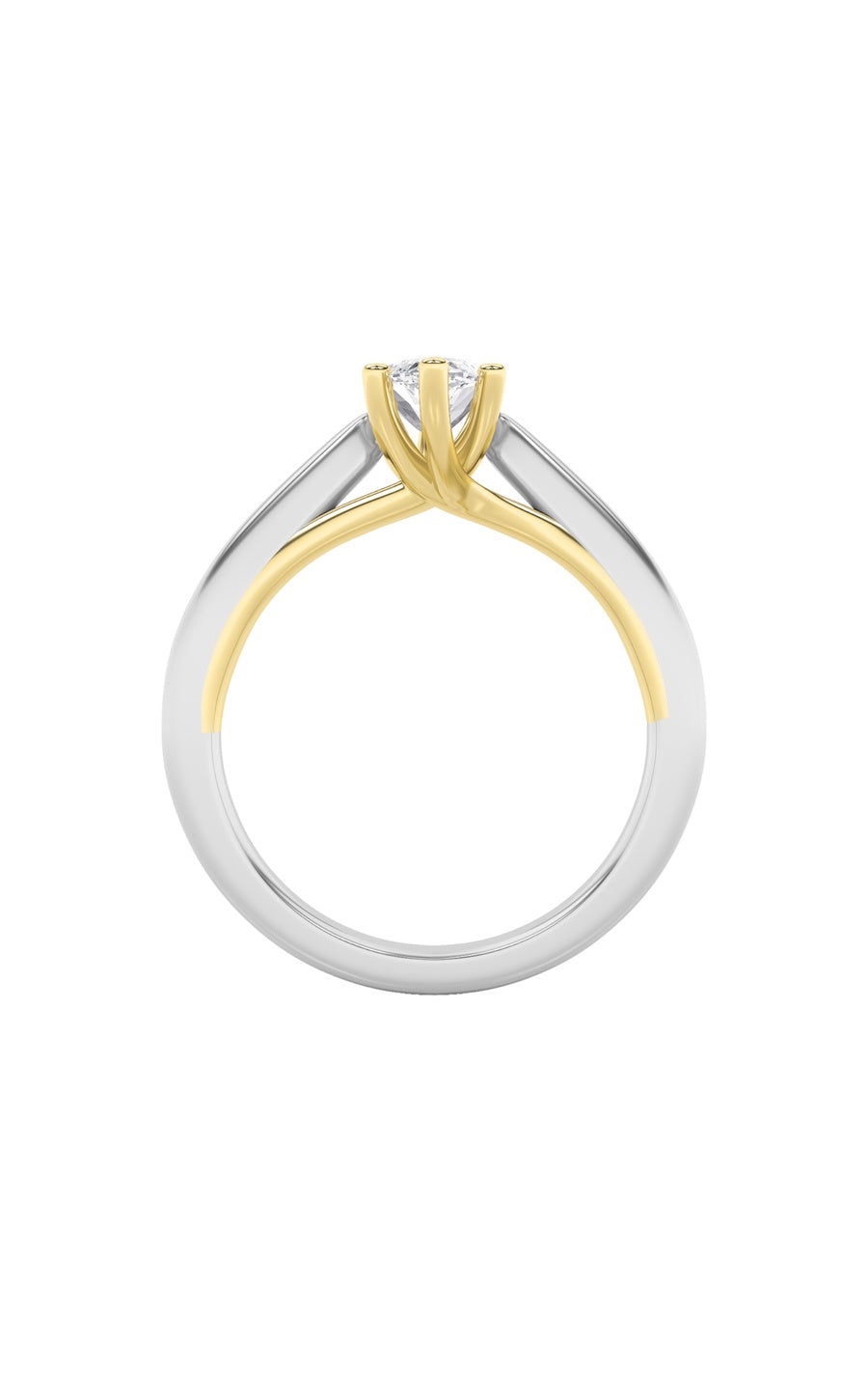 1Cttw Marquise Shaped Lab Grown Diamond (F/VS) TwoTone Six Prong Engagement Ring in 14K Gold