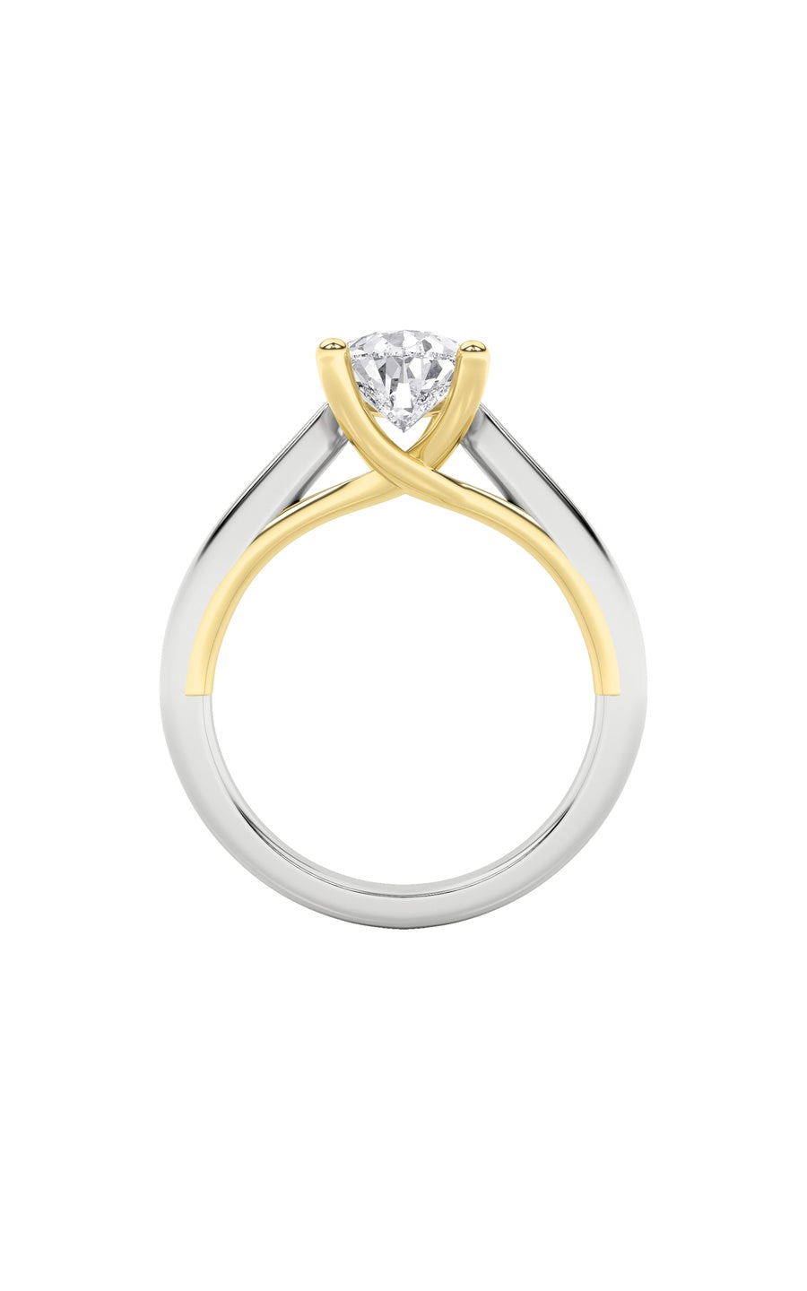 1Cttw Pear Shaped Lab Grown Diamond (F/VS) Two Tone Cathedral Shank Engagement Ring in 14K Gold