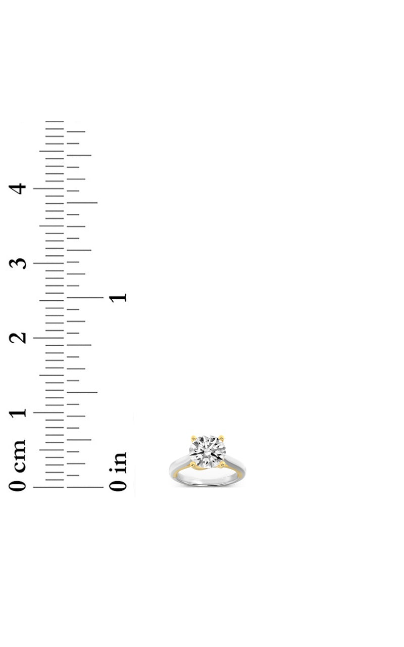 1.5CTW Round Shaped Lab Grown Diamond (F/VS) Two Tone Cathedral Shank Engagement Ring in 14K Gold