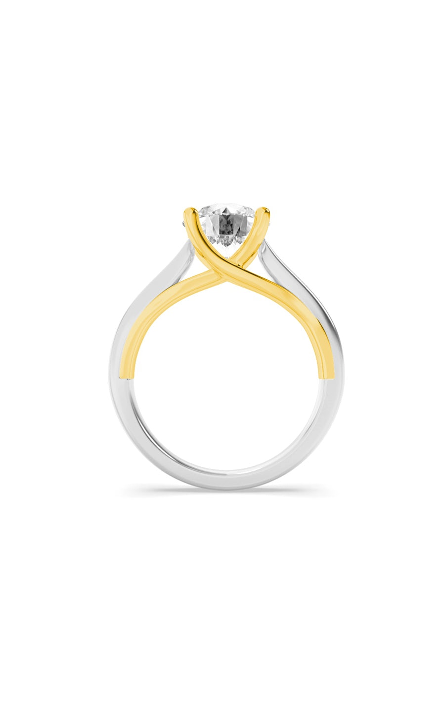 2Cttw Round Shaped Lab Grown Diamond (F/VS) Cathedral Shank Engagement Ring in 14K Yellow Gold