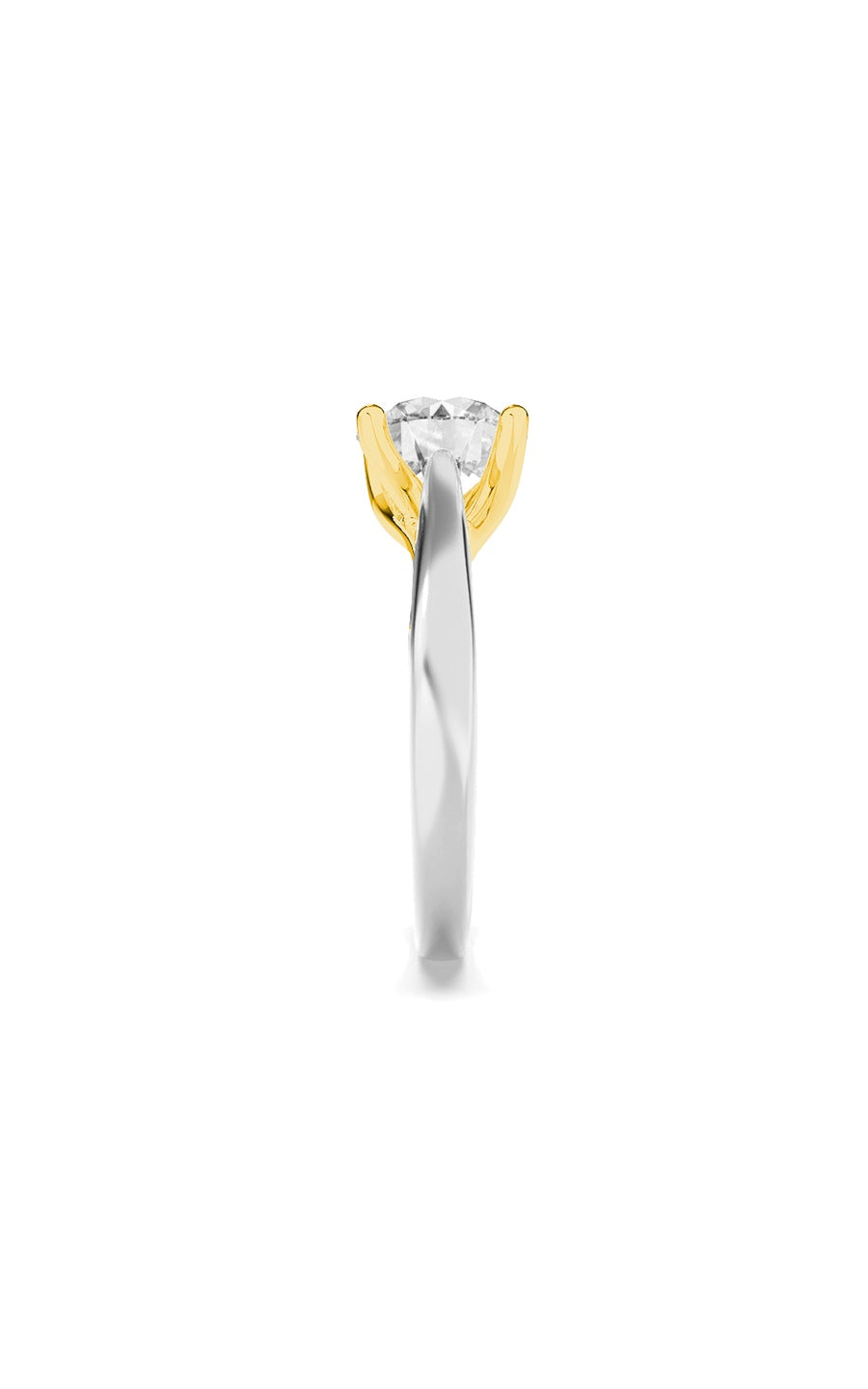 2Cttw Round Shaped Lab Grown Diamond (F/VS) Cathedral Shank Engagement Ring in 14K Yellow Gold