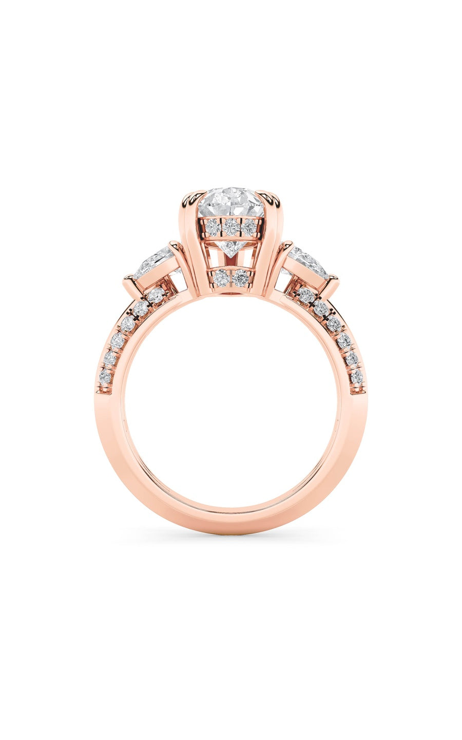 3.5Cttw Pear Shaped Lab Grown Diamond (G/VS) ThreeStone Accented Engagement Ring in 14K Gold