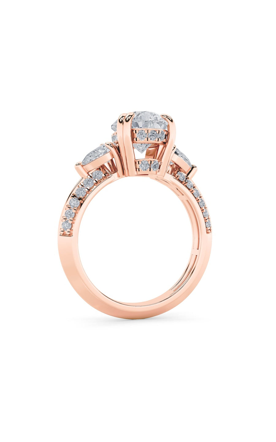3.5Cttw Pear Shaped Lab Grown Diamond (G/VS) ThreeStone Accented Engagement Ring in 14K Gold