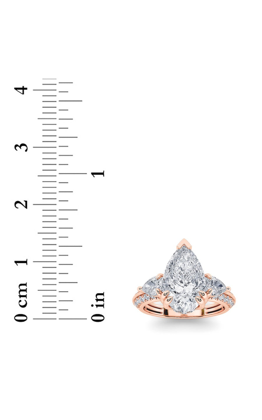 3.5Cttw Pear Shaped Lab Grown Diamond (G/VS) ThreeStone Accented Engagement Ring in 14K Gold