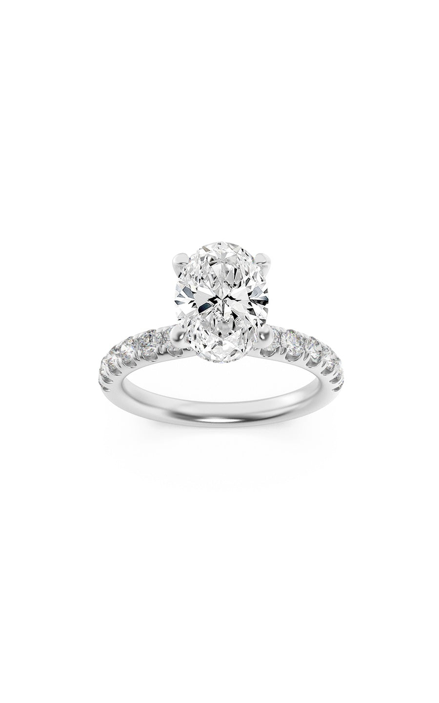 2Cttw Oval Shaped Lab Grown Diamond (F/VS) HiddenHalo Accented Ring in 14K Gold