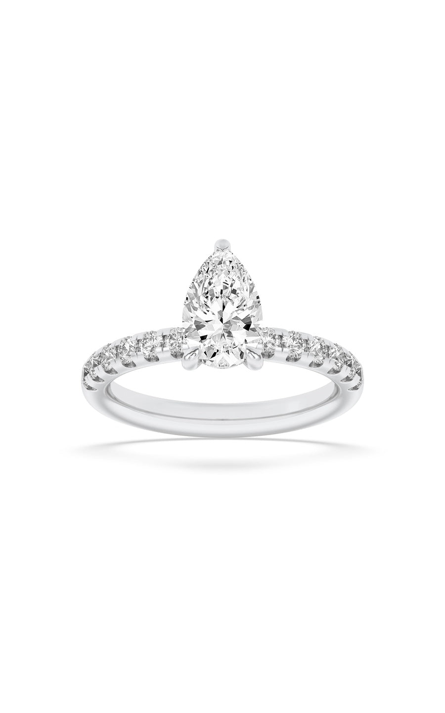 2Cttw Pear Shaped Lab Grown Diamond (F/VS) HiddenHalo Accented Ring in 14K Gold