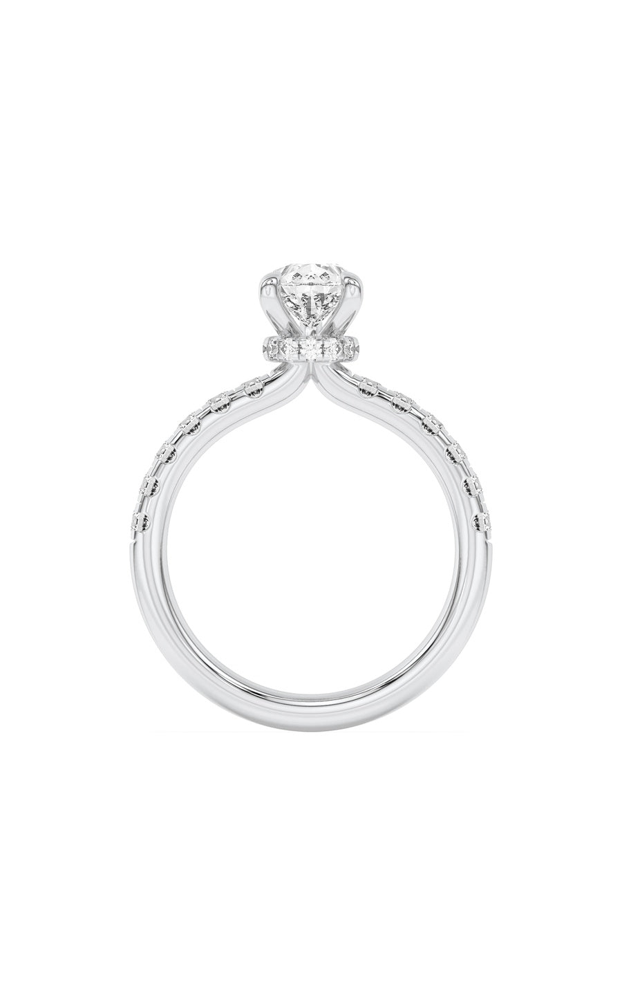 2Cttw Pear Shaped Lab Grown Diamond (F/VS) HiddenHalo Accented Ring in 14K Gold