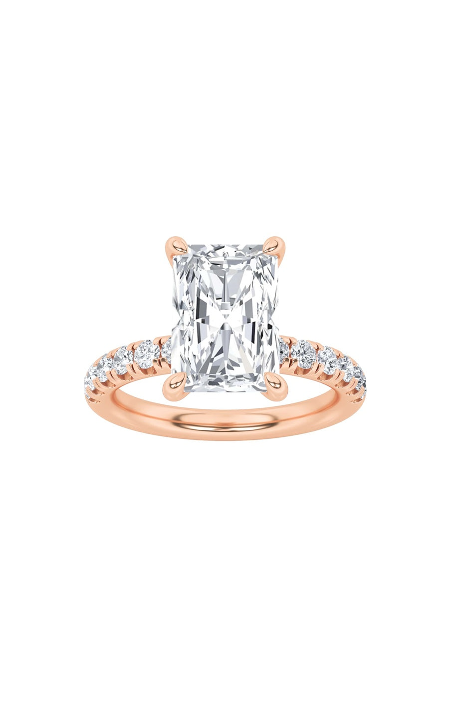 2Cttw Radiant Shaped Lab Grown Diamond (F/VS) Hidden Halo Accented Ring in 14K Gold