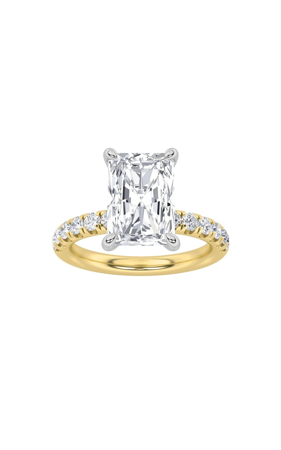 2Cttw Radiant Shaped Lab Grown Diamond (F/VS) Hidden Halo Accented Ring in 14K Gold