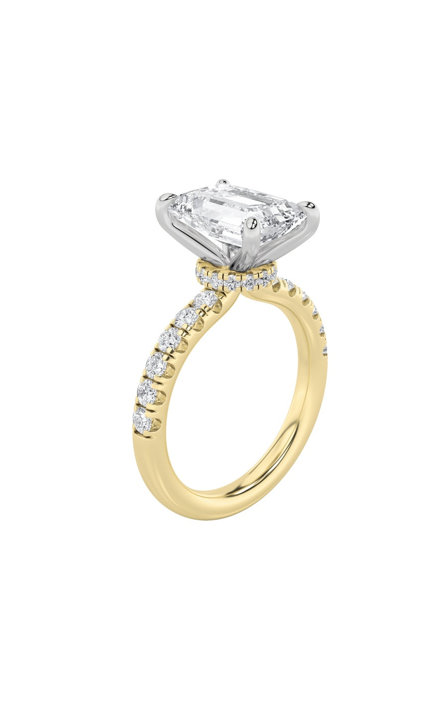 2Cttw Radiant Shaped Lab Grown Diamond (F/VS) Hidden Halo Accented Ring in 14K Gold