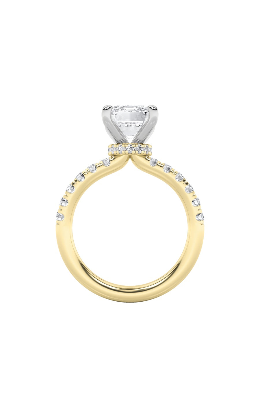 2Cttw Radiant Shaped Lab Grown Diamond (F/VS) Hidden Halo Accented Ring in 14K Gold