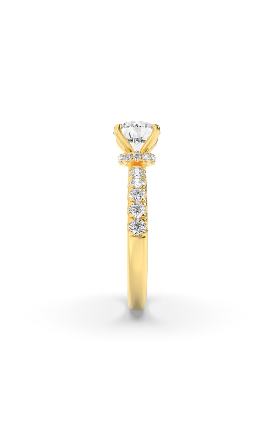 1.5Cttw Round Shaped Lab Grown Diamond (F/VS) Hidden Halo Accented Ring in 14K Gold