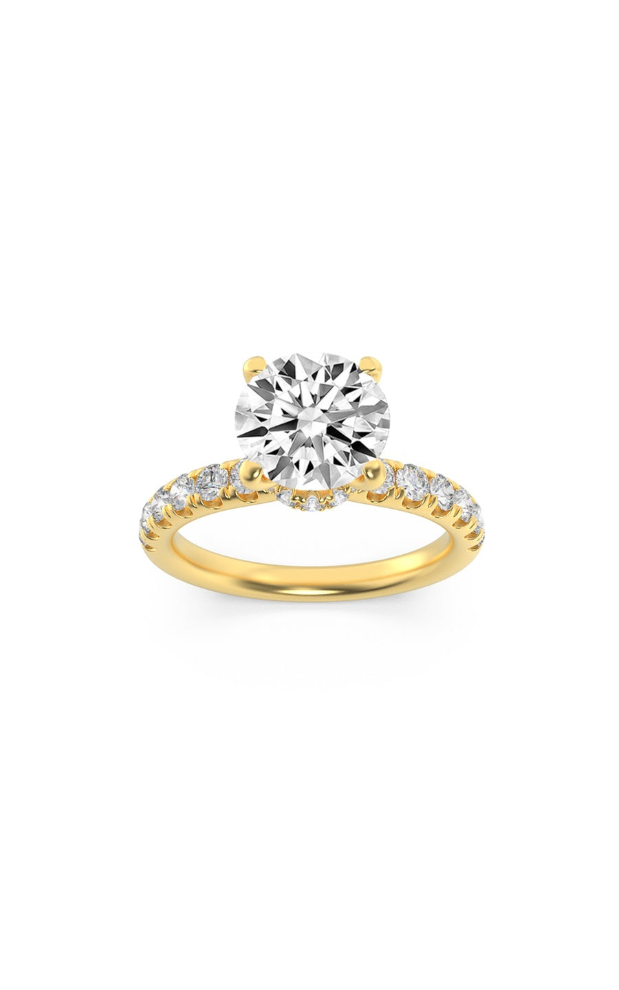 2.5Cttw Round Shaped Lab Grown Diamond (F/VS) Hidden Halo Accented Ring in 14K Gold