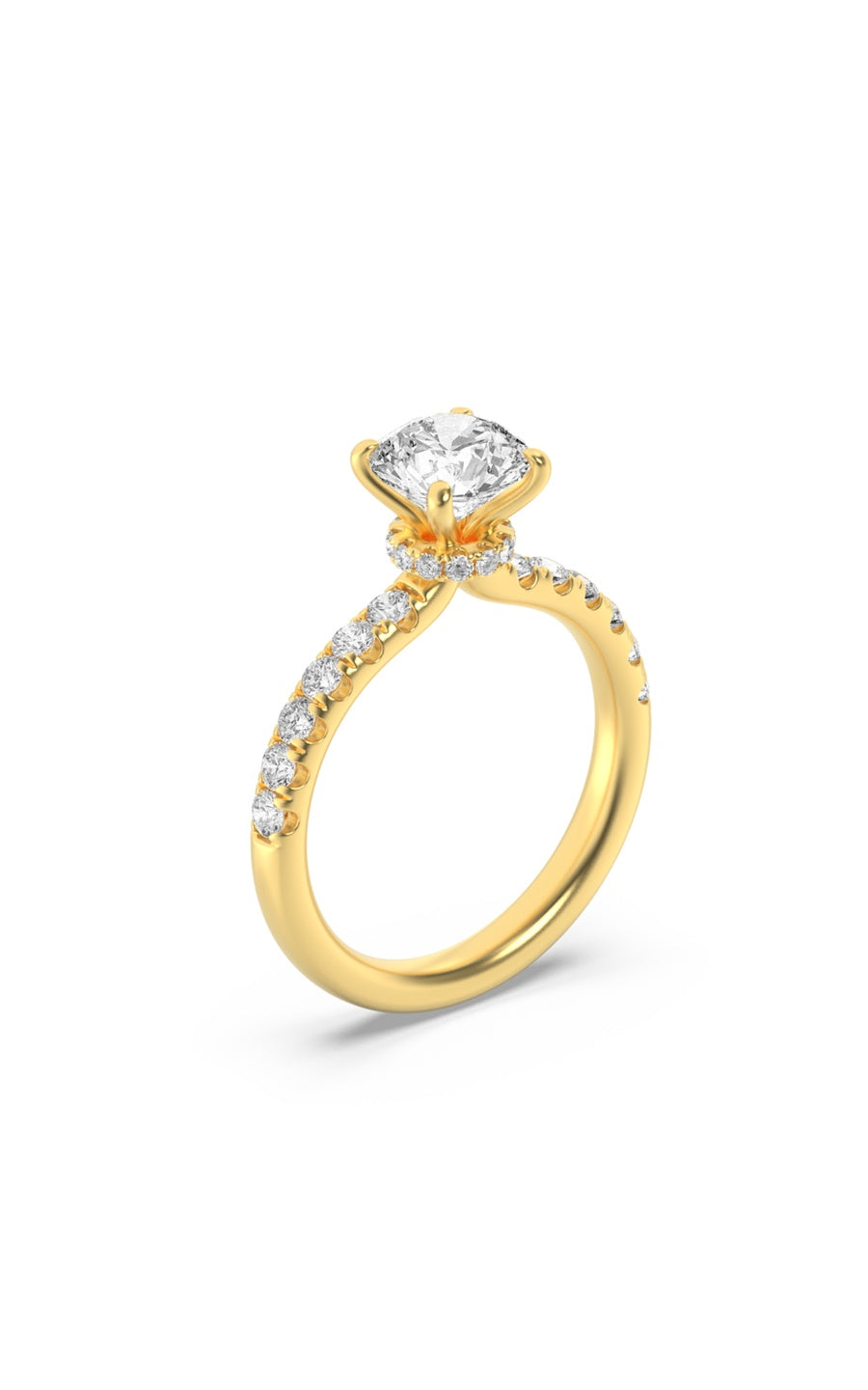 2.5Cttw Round Shaped Lab Grown Diamond (F/VS) Hidden Halo Accented Ring in 14K Gold