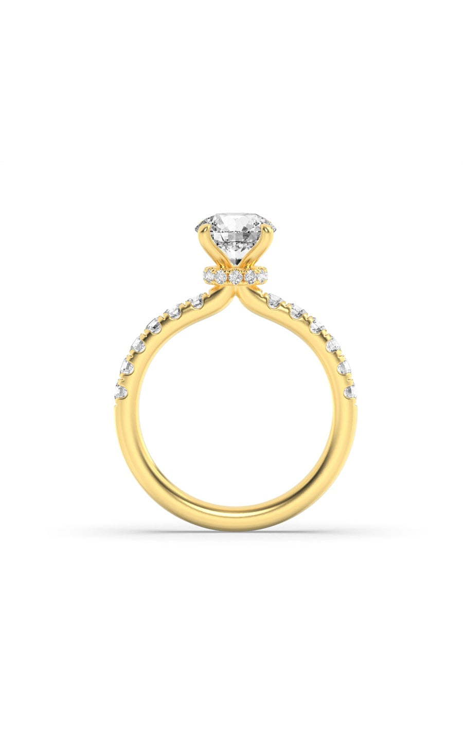 2.5Cttw Round Shaped Lab Grown Diamond (F/VS) Hidden Halo Accented Ring in 14K Gold