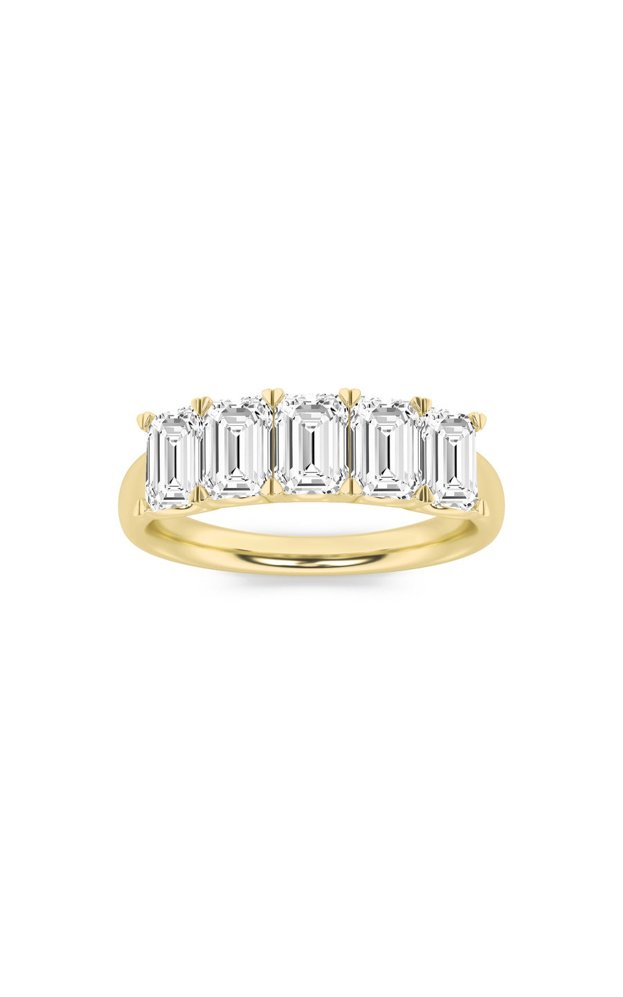 2Cttw Emerald Shaped Lab Grown Diamond (F/VS) FiveStone Band Ring in 14K Gold
