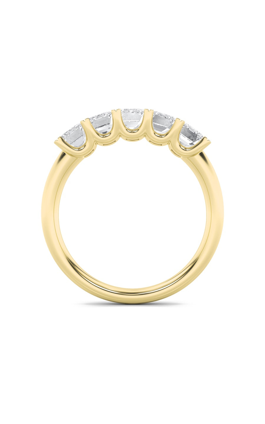 2Cttw Emerald Shaped Lab Grown Diamond (F/VS) FiveStone Band Ring in 14K Gold
