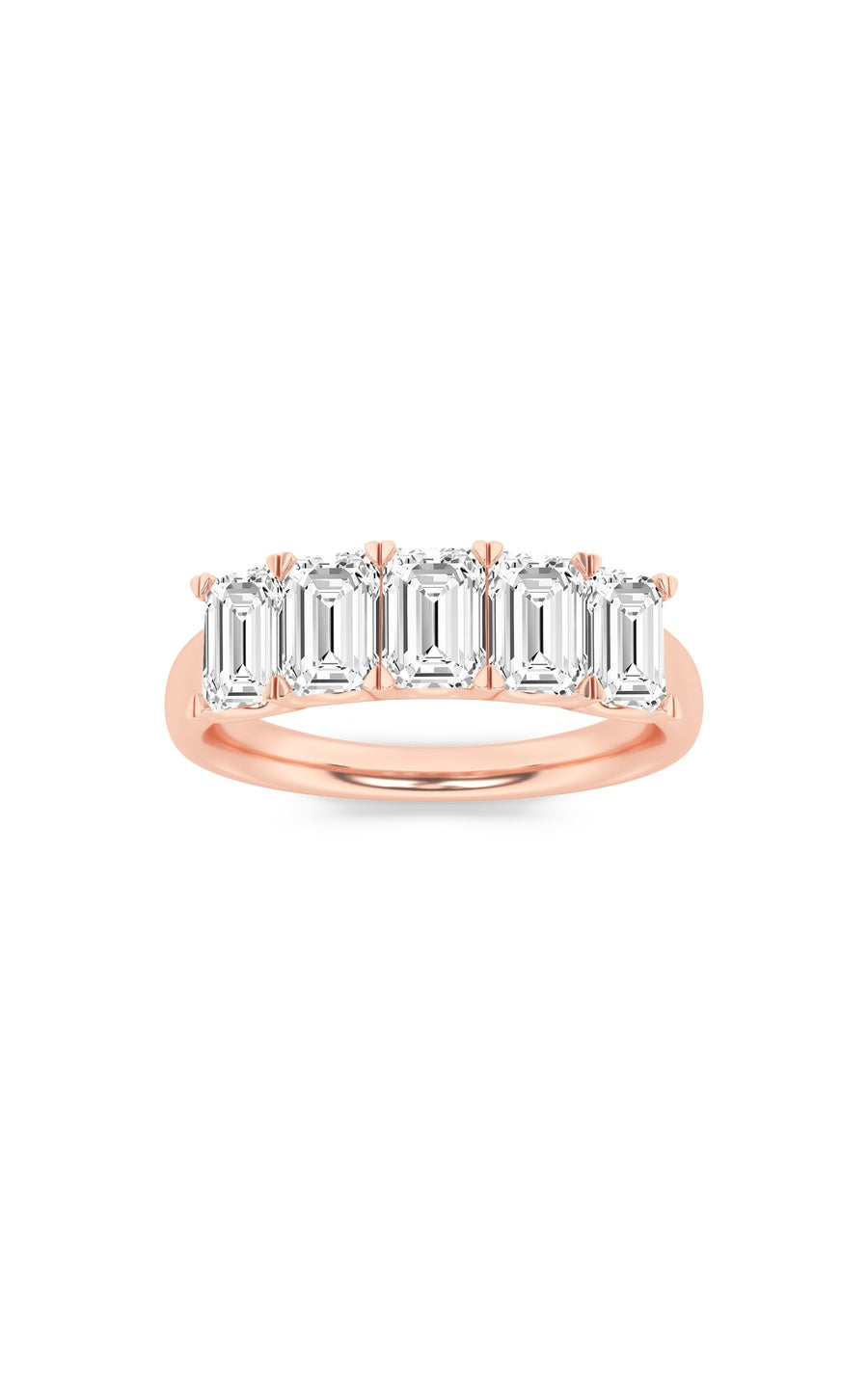 2Cttw Emerald Shaped Lab Grown Diamond (F/VS) FiveStone Band Ring in 14K Gold