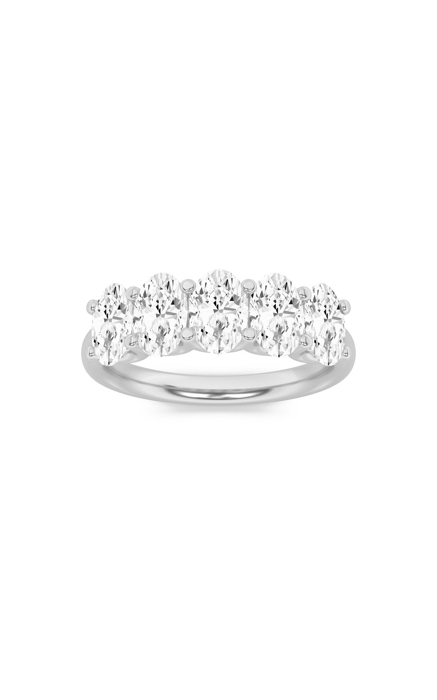 2Cttw Oval Shaped Lab Grown Diamond (F/VS) Five Stone Band Ring in 14K Gold