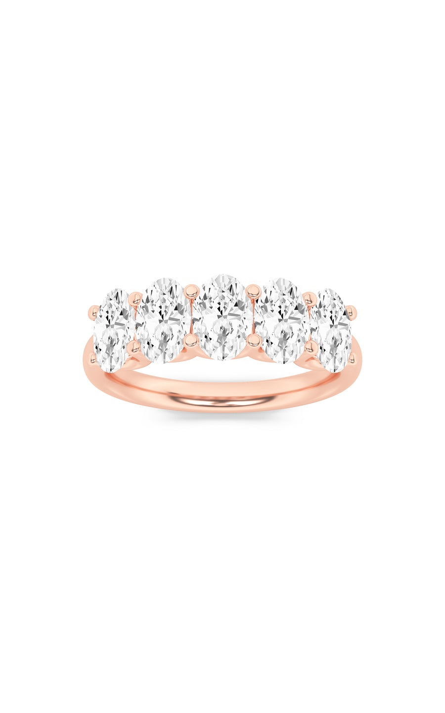 2Cttw Oval Shaped Lab Grown Diamond (F/VS) Five Stone Band Ring in 14K Gold