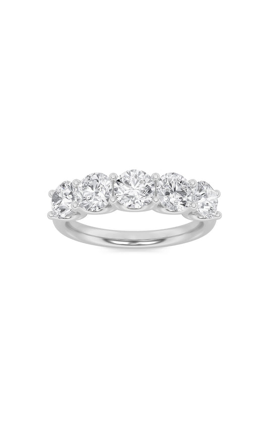 2Cttw Round Shaped Lab Grown Diamond (F/VS) Five Stone Band Ring in 14K Gold