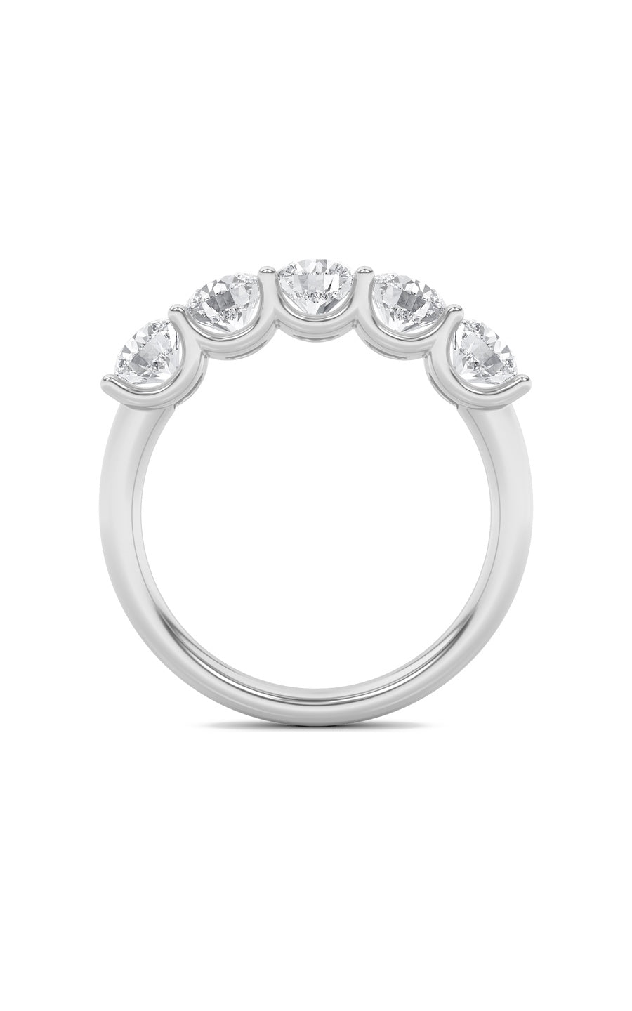 2Cttw Round Shaped Lab Grown Diamond (F/VS) Five Stone Band Ring in 14K Gold