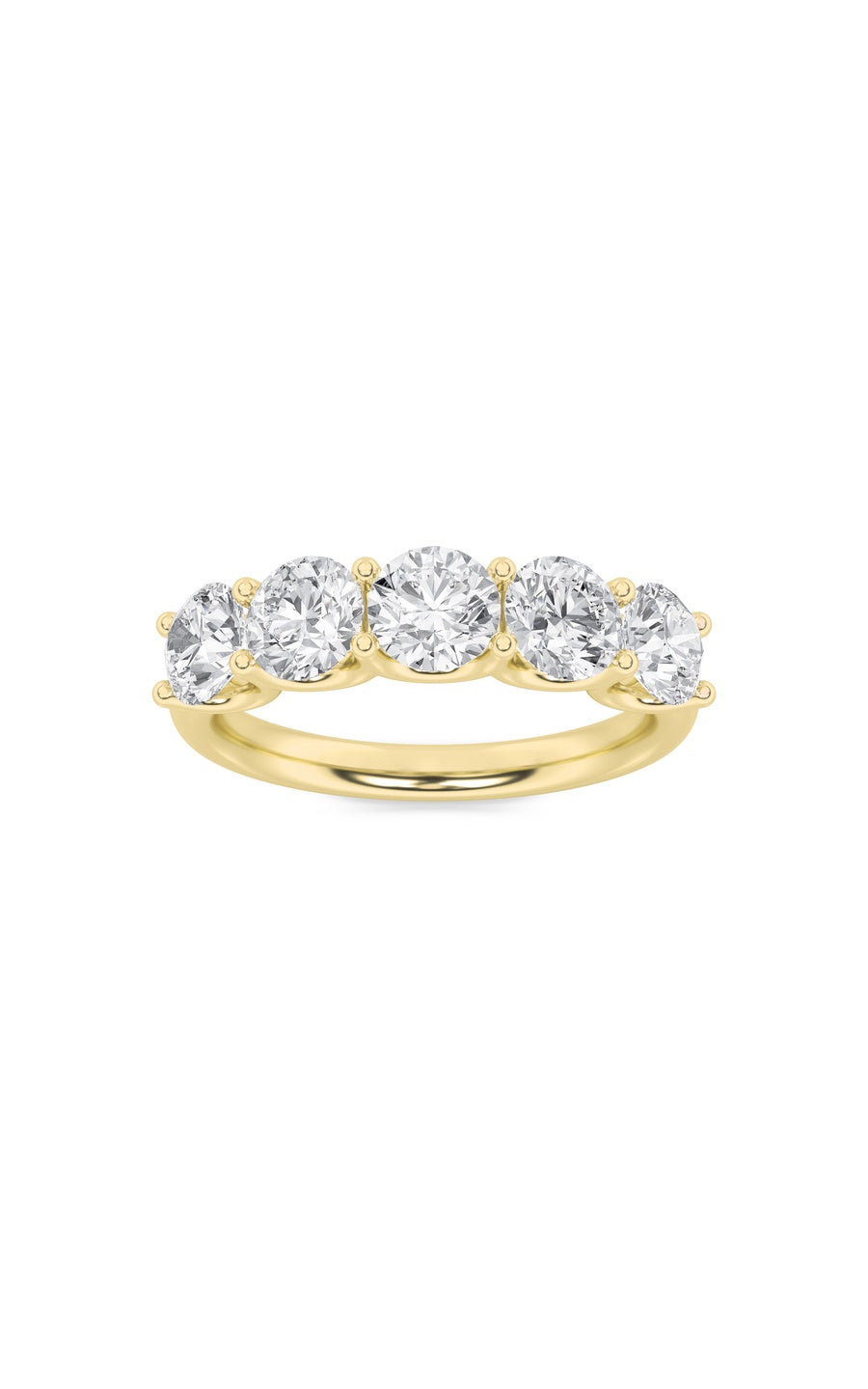 2Cttw Round Shaped Lab Grown Diamond (F/VS) Five Stone Band Ring in 14K Gold