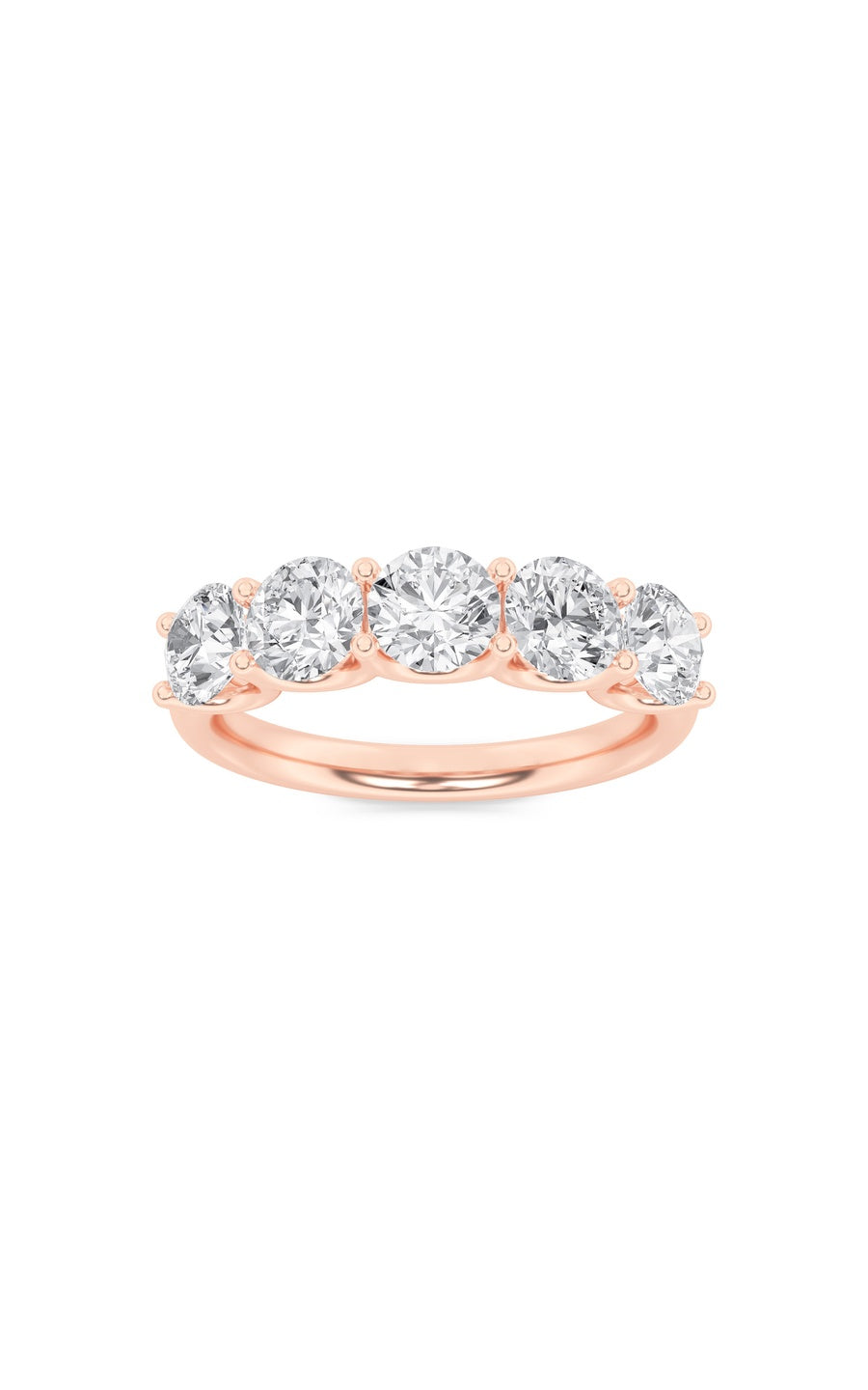 2Cttw Round Shaped Lab Grown Diamond (F/VS) Five Stone Band Ring in 14K Gold