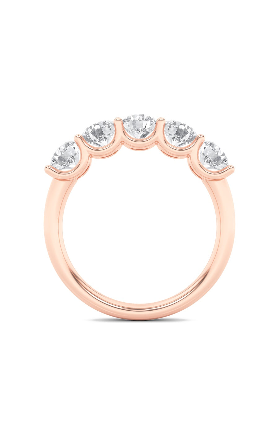 2Cttw Round Shaped Lab Grown Diamond (F/VS) Five Stone Band Ring in 14K Gold