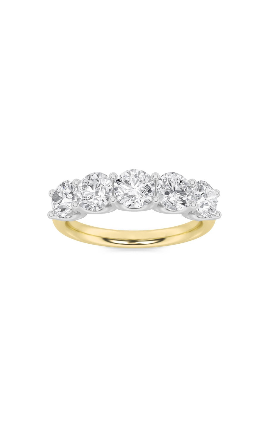 2Cttw Round Shaped Lab Grown Diamond (F/VS) Five Stone Band Ring in 14K Gold