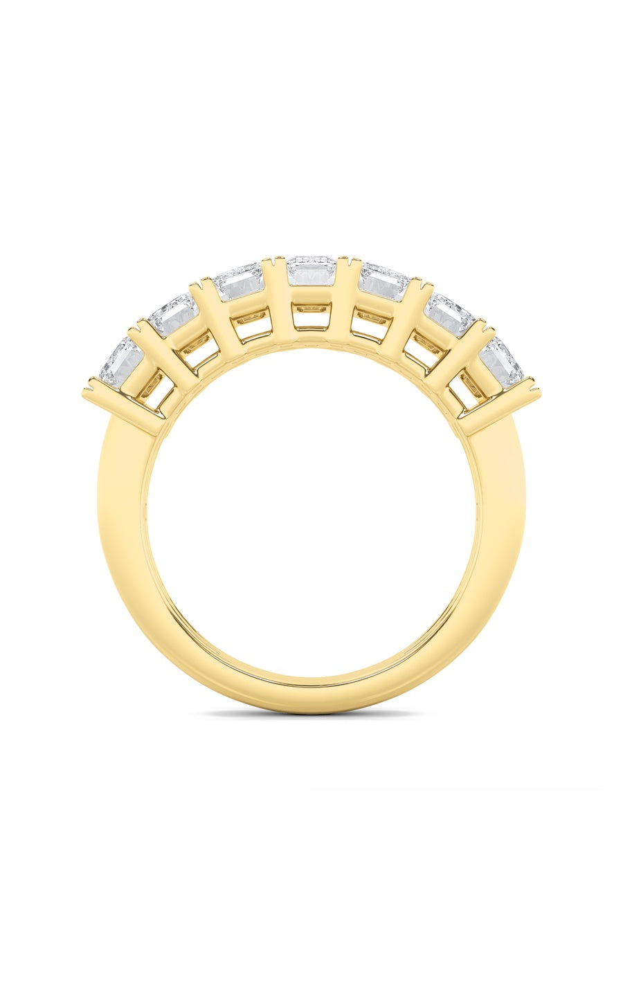 2Cttw Emerald Shaped Lab Grown Diamond (F/VVS) Seven Stone Band Ring in 14K Gold