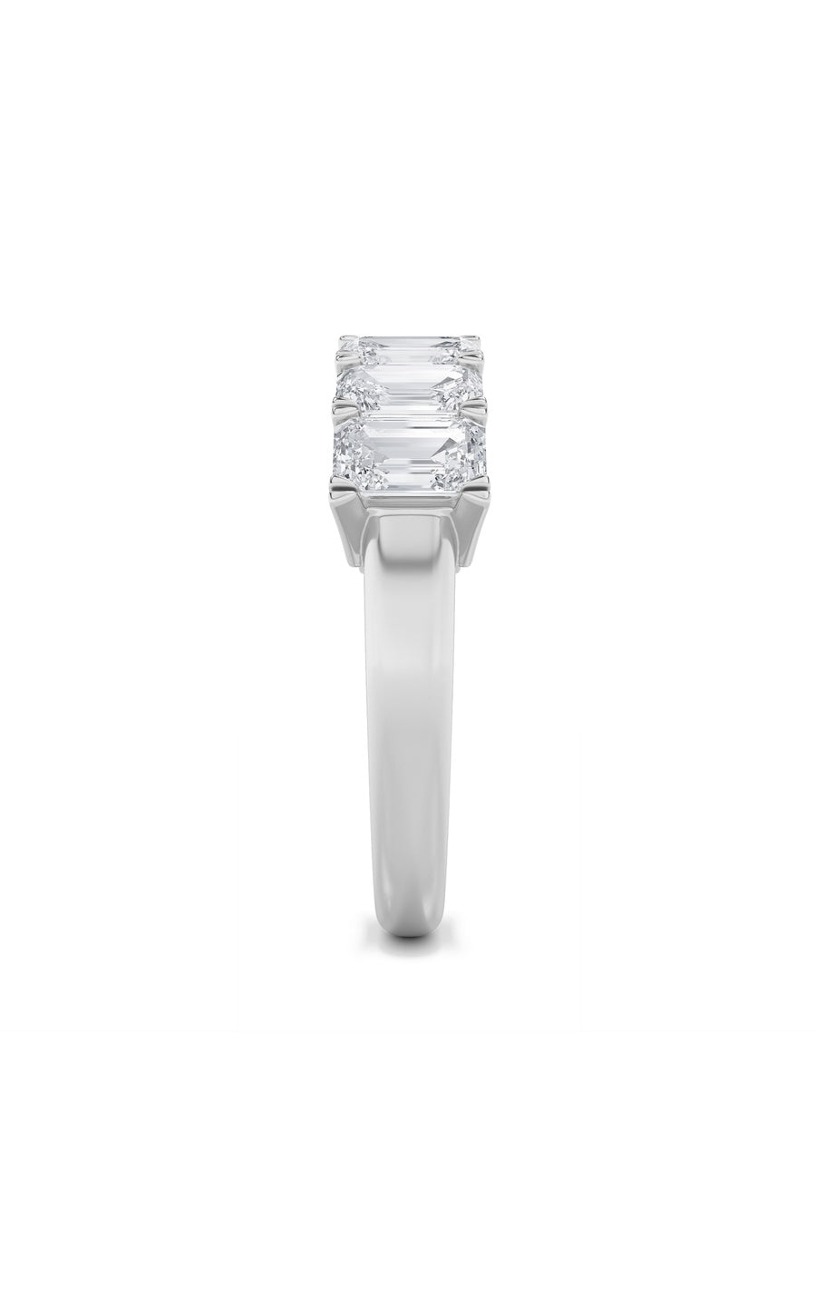 3Cttw Emerald Shaped Lab Grown Diamond (F/VS) Seven Stone Band Ring in 14K Gold