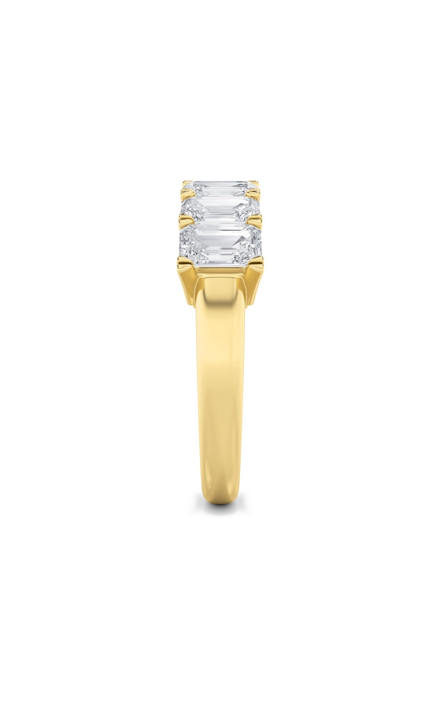 3Cttw Emerald Shaped Lab Grown Diamond (F/VS) Seven Stone Band Ring in 14K Gold