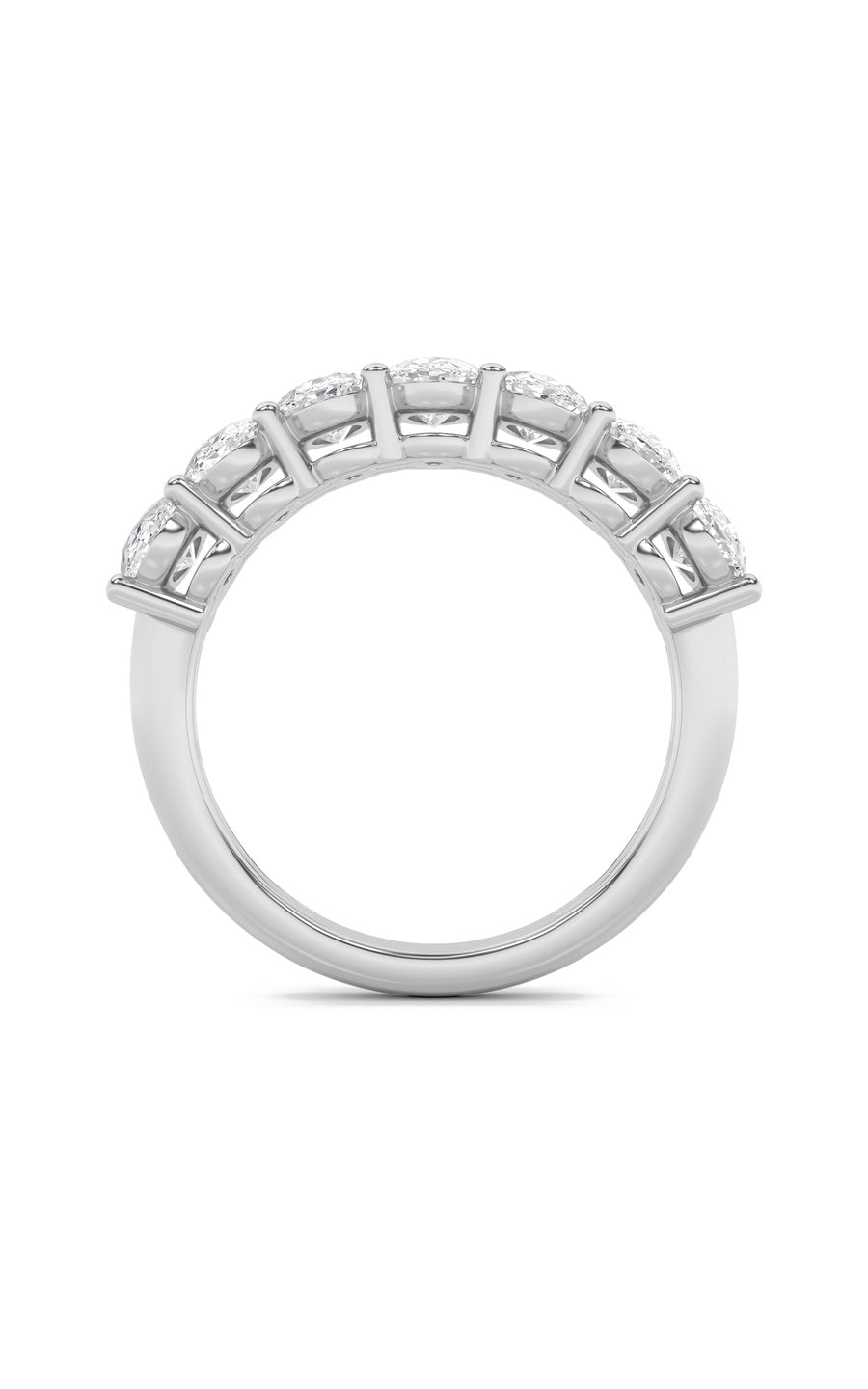 3Cttw Oval Shaped Lab Grown Diamond (F/VS) Seven Stone Band Ring in 14K Gold