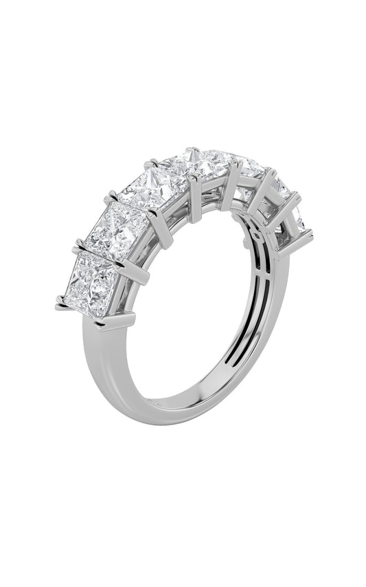 2Cttw Princess Shaped Lab Grown Diamond (F/VS) Seven Stone Band Ring in 14K Gold