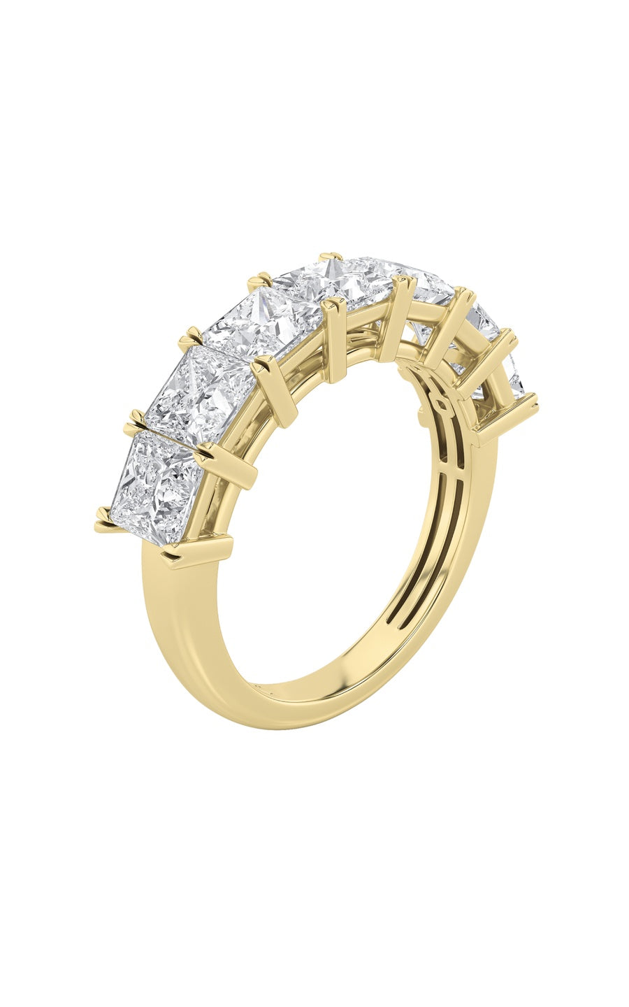 2Cttw Princess Shaped Lab Grown Diamond (F/VS) Seven Stone Band Ring in 14K Gold