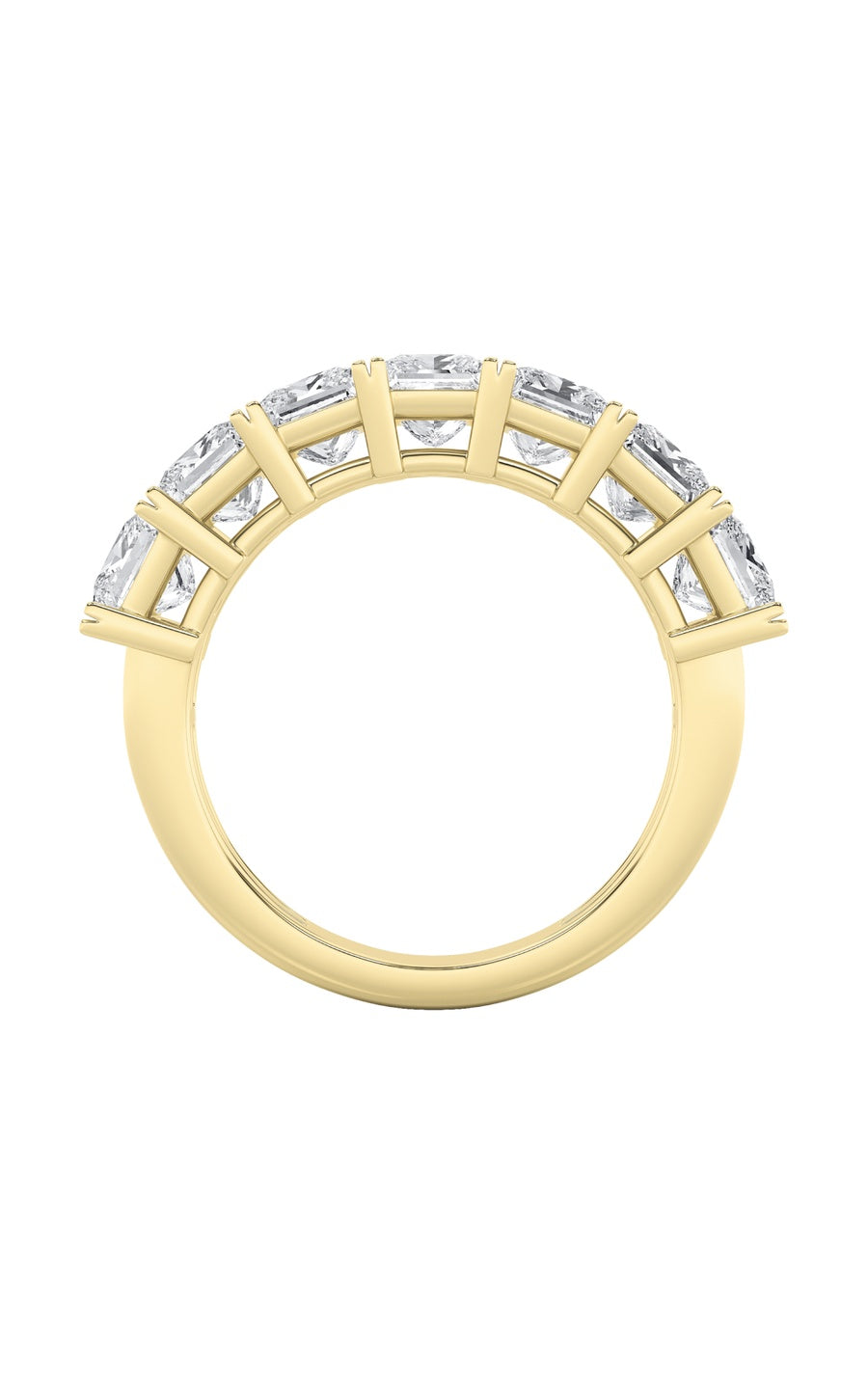 2Cttw Princess Shaped Lab Grown Diamond (F/VS) Seven Stone Band Ring in 14K Gold