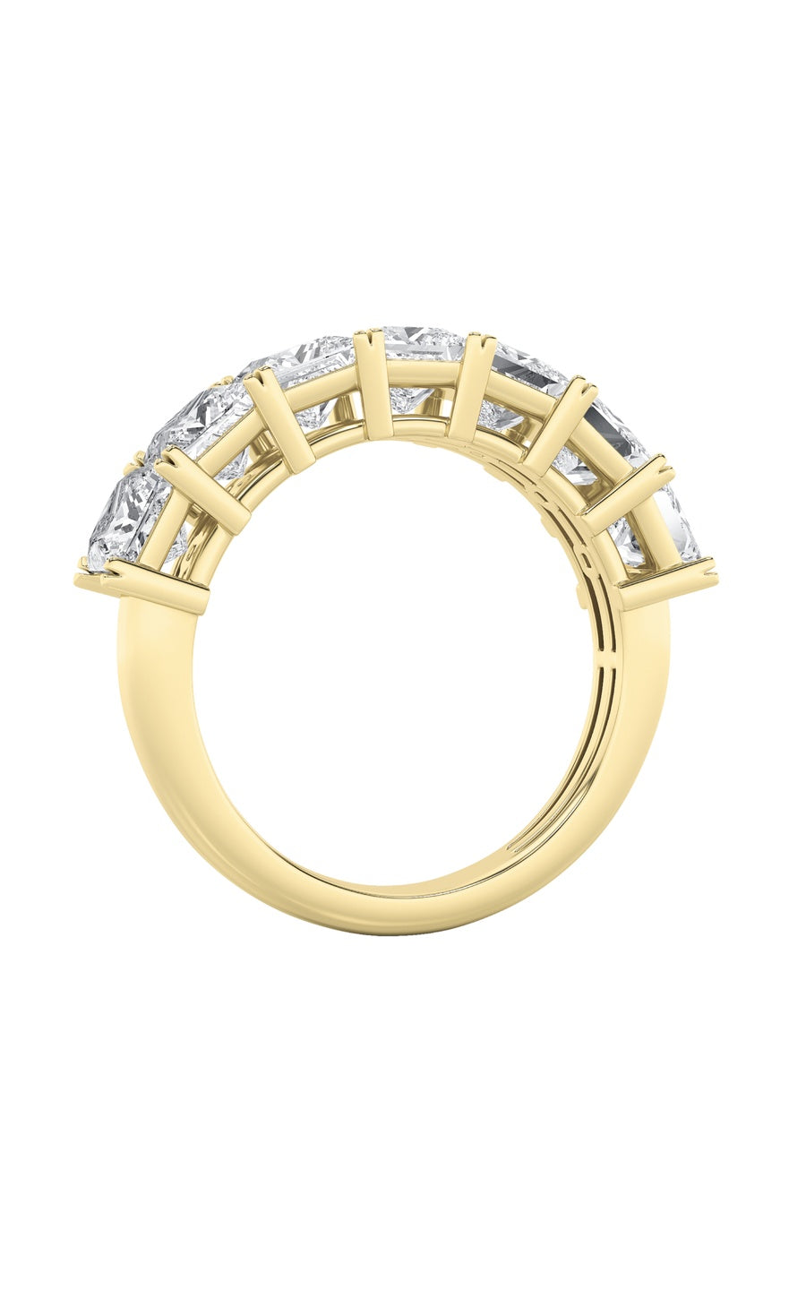2Cttw Princess Shaped Lab Grown Diamond (F/VS) Seven Stone Band Ring in 14K Gold