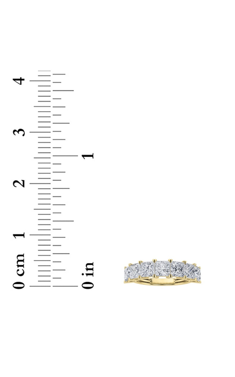 3Cttw Princess Shaped Lab Grown Diamond (F/VS) Seven Stone Band Ring in 14K Gold