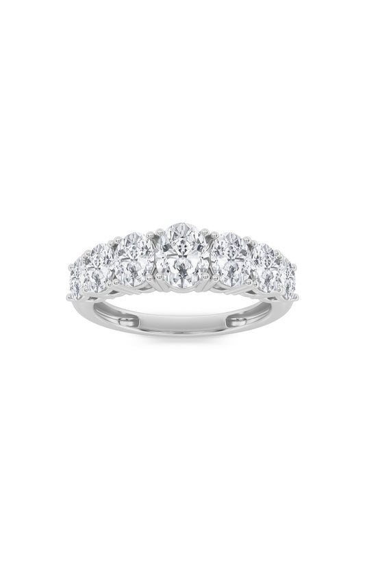 2Cttw Oval Shaped Lab Grown Diamond (F/VS) Seven Stone Band Ring in 14K Gold