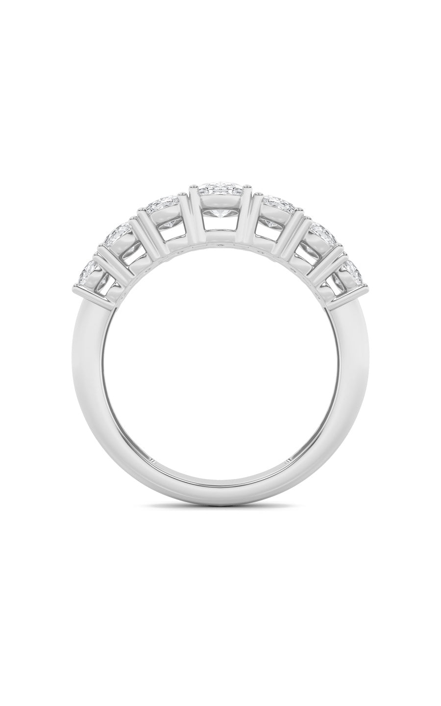 2Cttw Oval Shaped Lab Grown Diamond (F/VS) Seven Stone Band Ring in 14K Gold
